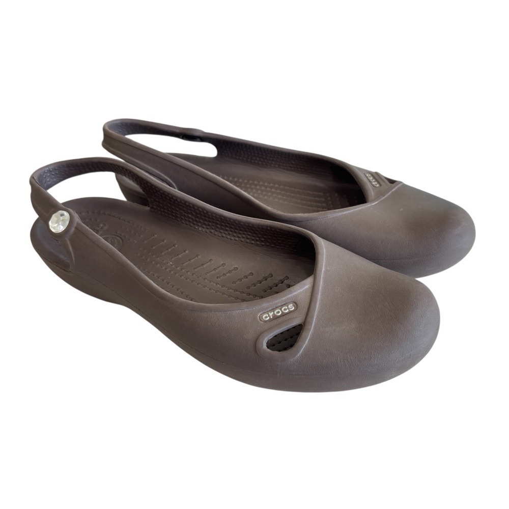 CROCS Taylor Slingback Flats‎ Mules Sandals Black Slip On Shoes Sz 7 Y2K Preppy